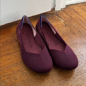 Rothy’s The Flat Round Toe Womens Size 8.5 Fig Python Purple